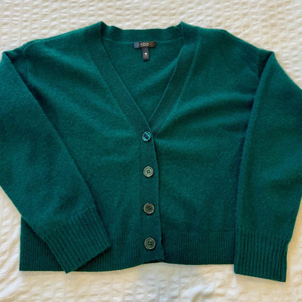 Aqua Green V-Neck Button Cardigan